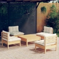 5 Piece Garden Lounge Set with Cream Cushions Pinewood vidaXL