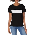Tommy Hilfiger Womens Short Sleeve Sports Tee w/Colour Block Print Black