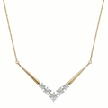 9ct Two Tone Gold Round Brilliant Cut with 0.10 Carat tw of Diamonds Necklace