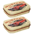 2x Nostalgic Art 6cm Mint Tin Box Ford Mustang GT 1967 Red Fresh Breath Candy