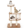 Costway 120cm 4-level Cat Tree Scratching Post Climbing Scratcher Pole Sisal Cat Tower Condo Indoor Home Kitty Toy Furniture