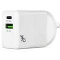 Gecko 20W PD Dual USB-C & QC3.0A Wall Charger White