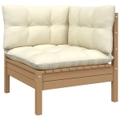 Garden Corner Sofa with Cushions Honey Brown Solid Pinewood vidaXL