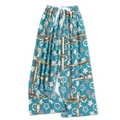 Women's Comfy Drawstring Wide-Leg Sleepwear Pants - Floral on Blue