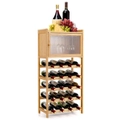 Costway 20-Bottle Bamboo Wine Rack Cabinet Wine Display Cupboard Shelf Stand w/Bottle Holder
