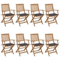 Folding Garden Chairs 8 pcs with Cushions Solid Acacia Wood vidaXL