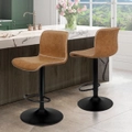 ALFORDSON 2x Bar Stools Remy Kitchen Gas Lift Swivel Chair Vintage Leather BROWN
