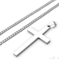 Silver Stainless Steel Plain Silver Jesus Cross Crucifix Pendant Necklace