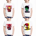 Marvel Avengers Kids T-Shirt Disney Super Hero Iron Man Hulk Kawaii Letter Print Tshirts Children Cute Casual Clothes Tops Tees