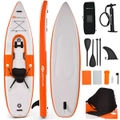 Costway Inflatable Stand Up Paddle Board Kayak with Seat SUP Surfboard w/Carry Bag & Hand Pump 330*81*20cm Orange