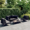 Garden Lounge Set with Cushions Dark Grey Multi Models 4/5/6 Piece vidaXL