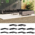 Garden Lounge Set with Cushions Poly Rattan Dark Grey Multi Models vidaXL