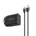 Sansai Dual USB AC Wall Charger Adapter w/Type C Syncharge Cable for Phone BLK