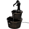 Indoor Fountain Well Pump Decorative 2-Tier Barrel Water Feature Vintage Style