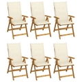 Folding Garden Chairs 6 pcs with Cushions Solid Acacia Wood vidaXL