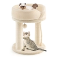 Costway Wood Cat Tree Tower Kitten Scracthing Posts Plush House Bed Pet Furniture w/Furball Beige