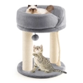 Costway Wood Cat Tree Tower Kitten Scracthing Posts Plush House Bed Pet Furniture w/Furball Grey