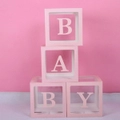 Pink Baby 4Pcs/Set LOVE BABY Balloons Box Cube Clear Gift Boxes Birthday Baby Shower Party