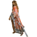 Nevenka Womens Beach Cardigan Long Cover ups Lace Up Kimono Robe-Red