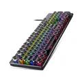 REDSTORM Mechanical Keyboard Metal Panel Round Retro Keycap 104 Keys Backlit Wired Gaming Keyboard For PC Laptop - Black Black Switch