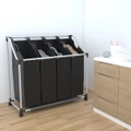 Laundry Sorter w/ 4 Removable Bags in Black 20kg