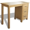 vidaXL Oak Desk Home Office Study Computer Table 3 Drawers Cabinet Furniture