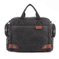 Mens Retro Canvas 14 Inch Laptop Bag Casual Multifunctional Handbag Black