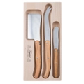 Andre Verdier Debutant Cheese Knife Set of 3 Stainless Steel Knives - Olive Wood