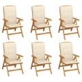 Reclining Garden Chairs with Cushions 6 pcs Solid Teak Wood vidaXL