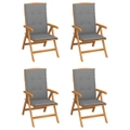 Reclining Garden Chairs with Cushions 4 pcs Solid Teak Wood vidaXL