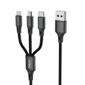 Philex 3 In 1 1.2m 8 Pin/Micro/USB C Charging Cable for iPhone/Samsung Black