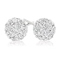 Eclipse Sterling Silver Ball Made with Austrian Crystal Stud Earrings