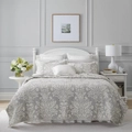 Laura Ashley Rowland Printed Queen Coverlet Set w/ 2x Pillowcase Dovey Grey
