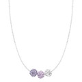Eclipse Sterling Silver with Purple and White Austrian Crystals Ball Pendant Necklace