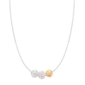 Eclipse Sterling Silver with Pink and White and Yellow Austrian Crystals Ball Pendant Necklace