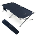 Costway Outdoor Folding Camping Bed Extra Wide Camping Cot w/Carry Bag Travel Hiking Blue