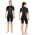 Nevenka 2mm One Piece Short Sleeve Thermal Swimsuit for Women-Black