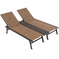 Costway Double Patio Chaise Lounge Chair 6-Position Adjustable Reclining Bench Beach Yard