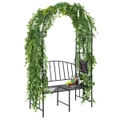 Costway Steel Garden Bench Seat w/Pergola Arch Outdoor Chair Patio Furniture Lounge Yard