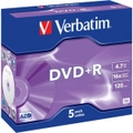 VERBATIM VDVD+R5 DVD+R 4.7Gb 1-16X 5 Pack Jewel Cases