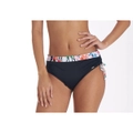 Aqua Perla Womens Raymonda Black and Print Tie Side Ruched Bikini Bottom SPF 50+