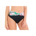 Aqua Perla Womens Rayuela Black and Print Bikini Bottom SPF 50+