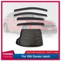 Luxury Weather Shields + Cargo Mat for KIA Cerato Hatch BD series 2018-Onwards Weathershields Window Visors Boot Mat Boot Liner