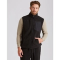 RIVERS - Mens Regular Vest - Black Winter Jacket - Faux Sheepskin - Borg Panel - Gilet - Casual Office Clothing - Warm Comfy Work Wear - Vogue Fashion