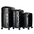 Olympus 3PC Artemis Luggage Set ABS+PC Hard Shell Trolley Suitcase - Jet Black