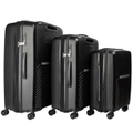 Olympus 3PC Astra Luggage Set Lightweight Polypropylene Hard Shell Trolley Suitcase - Obsidian Black