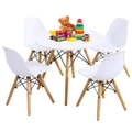 Costway 5pcs Kids Table Chairs Set Wood Activity Play Study Desk Children Furniture Classroom Playroom White