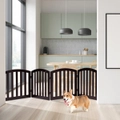 Costway 24" 4 Panel Folding Free Standing Wood Pet Dog Safety Fence Baby Security Gate Brown