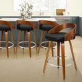 Alfordson 4x Wooden Bar Stools Caden Kitchen Swivel Dining Chair BLACK