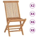2/4x Solid Wood Teak Folding Garden Chairs Foldable Outdoor Dining Seat vidaXL